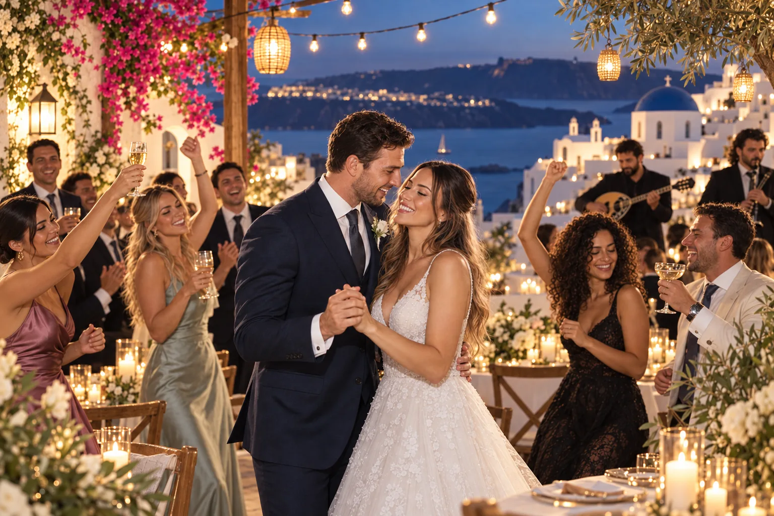 Wedding reception in Santorini